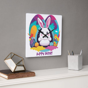Hoppy Easter! Square Wall Clock