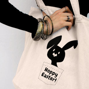 Hoppy Easter Wish With Black Bunny Playful Tote Bag