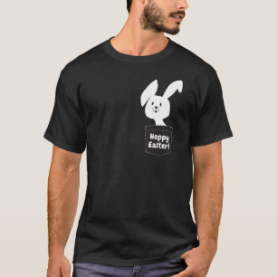 Hoppy Easter With Black and White Bunny Cartoon T-Shirt