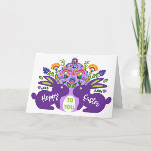 Hoppy Folklore Pâques sur vous Carte Postale Texte