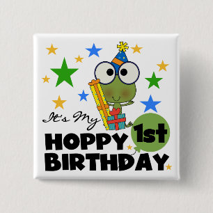 Hoppy Frog 1st Birthday T shirts and Gifts 2 Inch Square Button