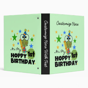 Hoppy Frog 1st Birthday T shirts and Gifts Binder