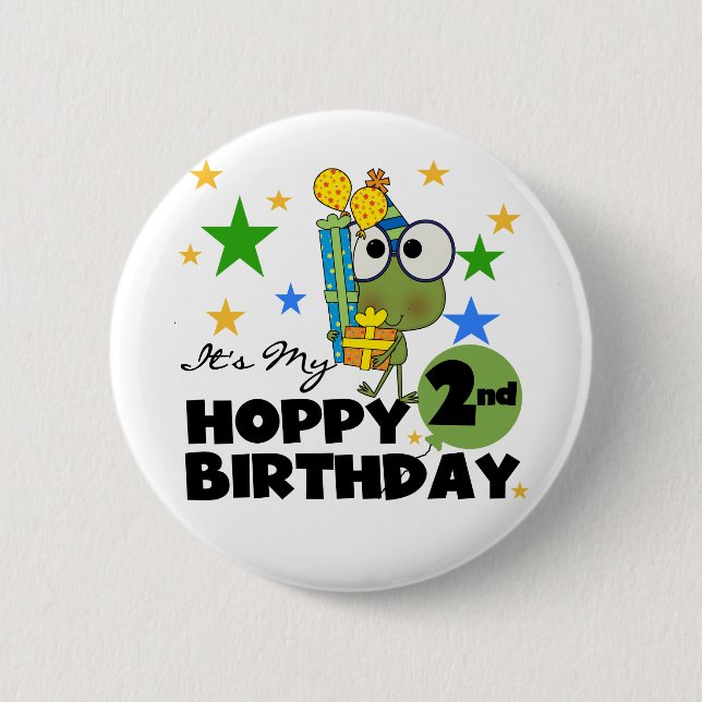 Hoppy Frog 2nd Birthday T-shirts and Gifts 2 Inch Round Button (Front)