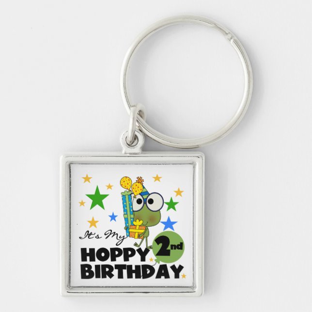 Hoppy Frog 2nd Birthday T-shirts and Gifts Keychain (Front)