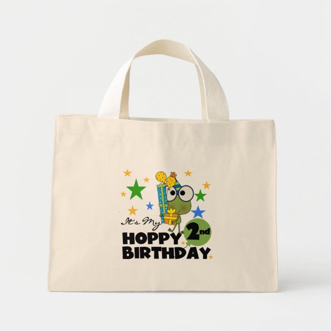 Hoppy Frog 2nd Birthday T-shirts and Gifts Mini Tote Bag (Front)