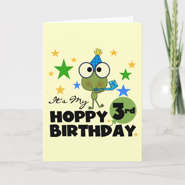 Hoppy Frog 3rd Birthday Tshirts and Gifts Card (Front)