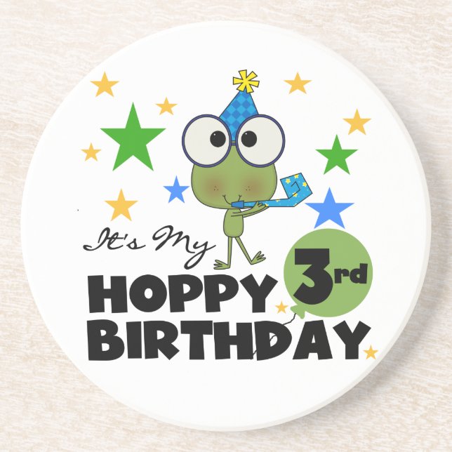 Hoppy Frog 3rd Birthday Tshirts and Gifts Coaster (Front)