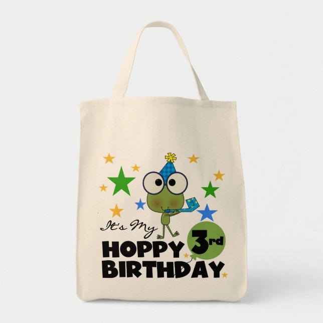 Hoppy Frog 3rd Birthday Tshirts and Gifts Tote Bag (Front)