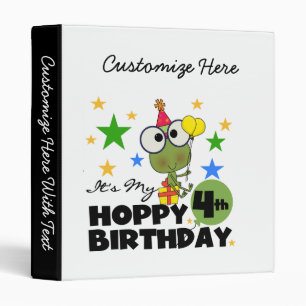 Hoppy Frog 4th Birthday T-shirts and Gifts Binder