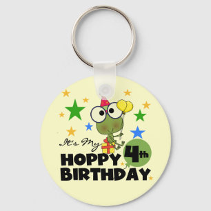 Hoppy Frog 4th Birthday T-shirts and Gifts Keychain
