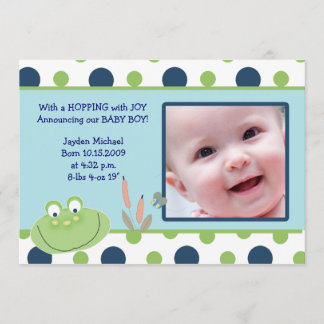 HOPPY FROG Baby Photo birth Announcement
