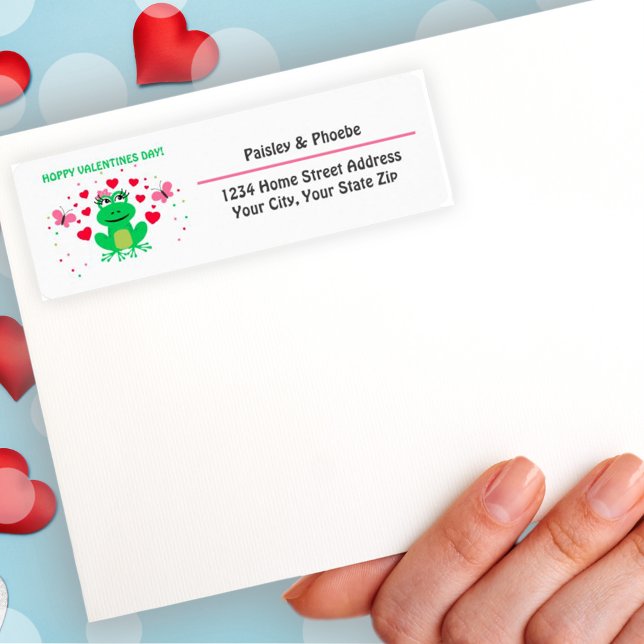"Hoppy" Frog Happy Valentines Day Return Address (Creator Uploaded)