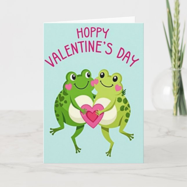 Hoppy Frog Valentine Card (Front)