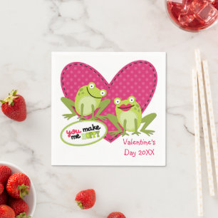 Hoppy Frog Valentine Day Napkin