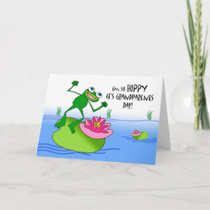 Hoppy Grandparents Day, Funny Frog at Pond Card