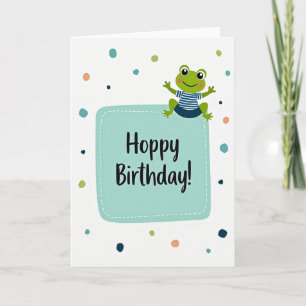Hoppy Green Frog Birthday Card