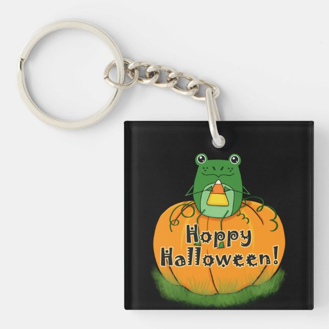 Hoppy Halloween Frog Keychain (Front)
