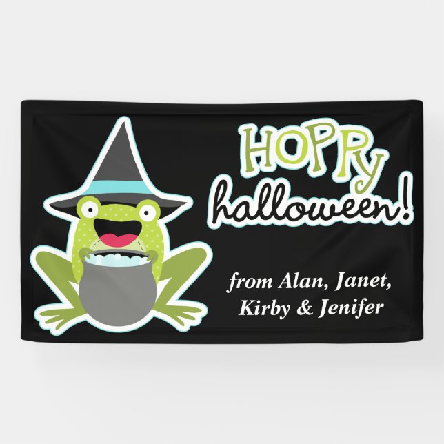 Hoppy Halloween Frog Personalized Banner (Horizontal)