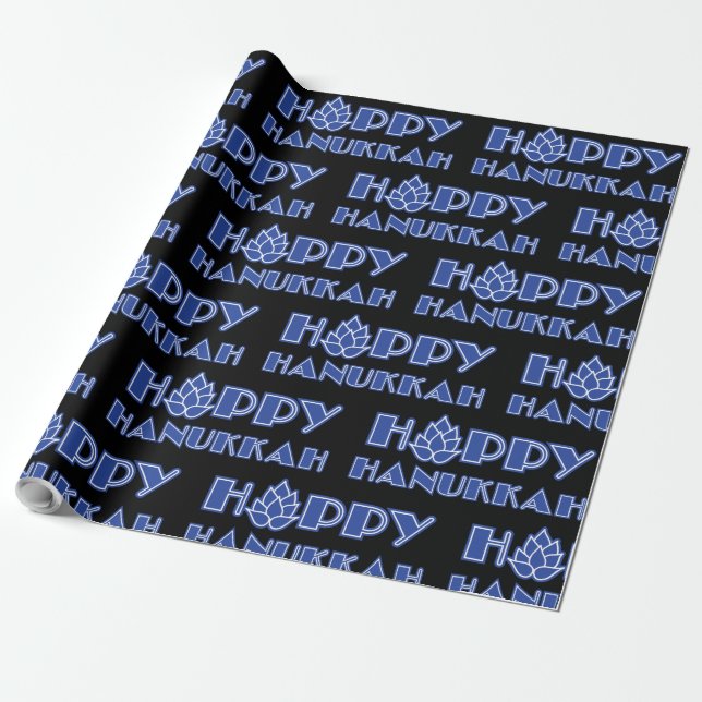 Hoppy Hanukkah Wrapping Paper (Unrolled)