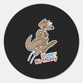 hoppy happy birthday kangaroo classic round sticker