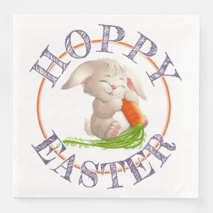 Hoppy Happy Easter Bunny Motif Napkin