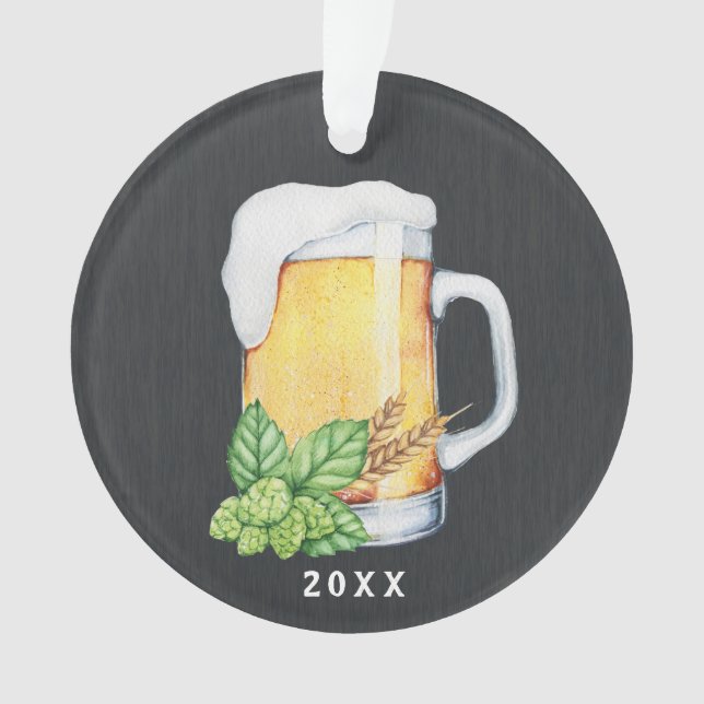 Hoppy Holiday Beer Mug Christmas Ornament (Front)