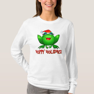 Hoppy Holidays Cartoon Lady Frog Shirt