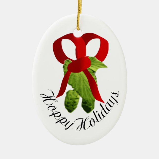 Hoppy Holidays Ceramic Ornament (Front)