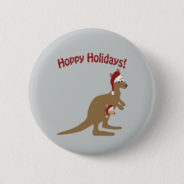 Hoppy Holidays! christmas Kangaroo 2 Inch Round Button (Front)