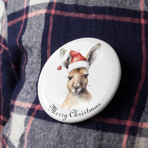 Hoppy Holidays, Christmas Kangaroo custom 2 Inch Round Button