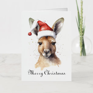 Hoppy Holidays, Christmas Kangaroo custom Foil Holiday Card