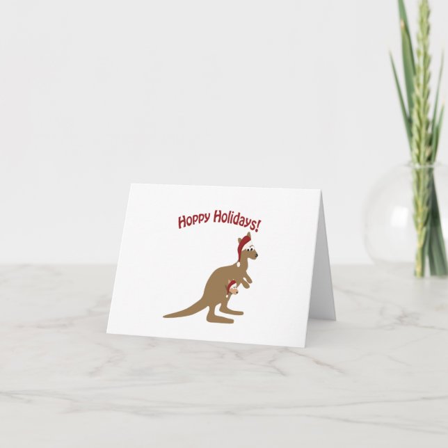 Hoppy Holidays! christmas Kangaroo Holiday Card (Front)
