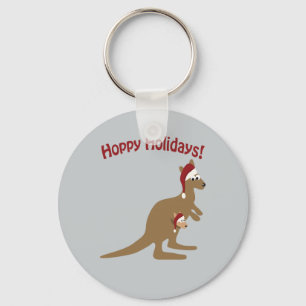Hoppy Holidays! christmas Kangaroo Keychain