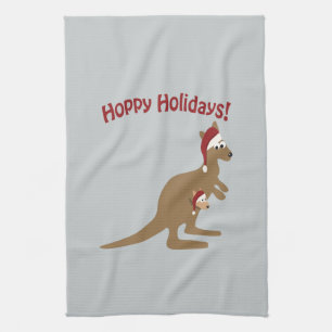 Hoppy Holidays! christmas Kangaroo Kitchen Towel