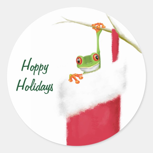 Hoppy Holidays Classic Round Sticker (Front)