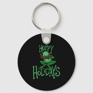 Hoppy Holidays Funny Christmas Frog Keychain