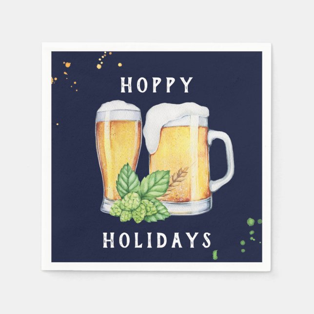 Hoppy Holidays Personalized Paper Napkins (Front)