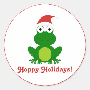 Hoppy Holidays Santa Frog Classic Round Sticker
