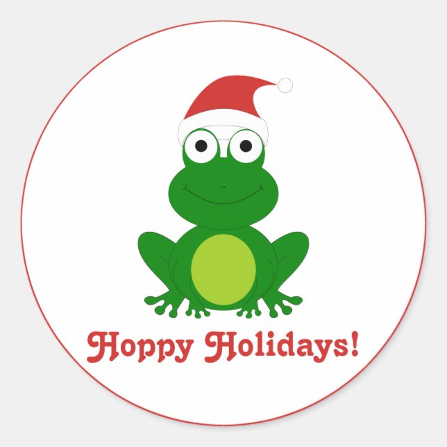 Hoppy Holidays Santa Frog Classic Round Sticker (Front)