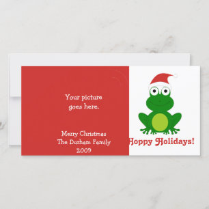 Hoppy Holidays Santa Frog Holiday Card