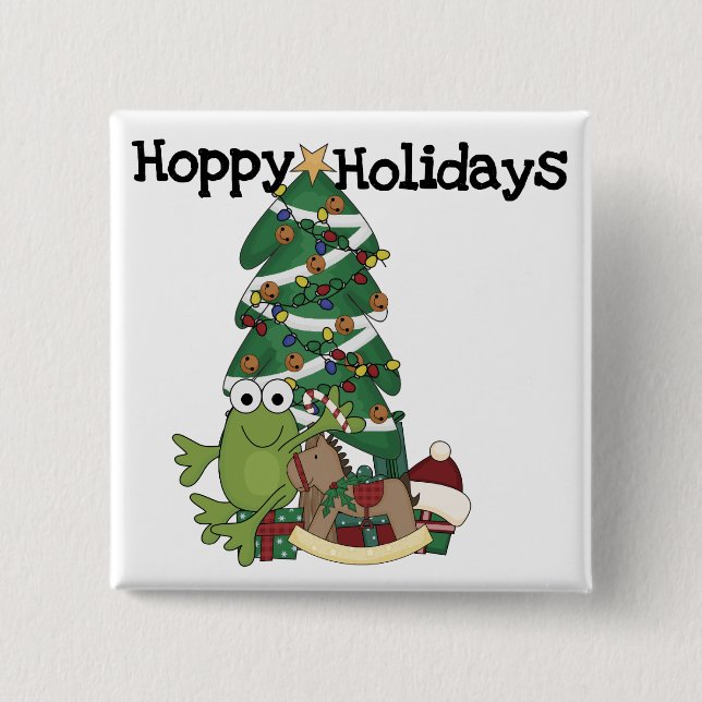 Hoppy Holidays Tshirts and Gifts 2 Inch Square Button (Front)
