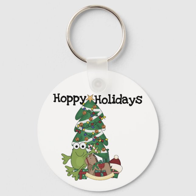 Hoppy Holidays Tshirts and Gifts Keychain (Front)