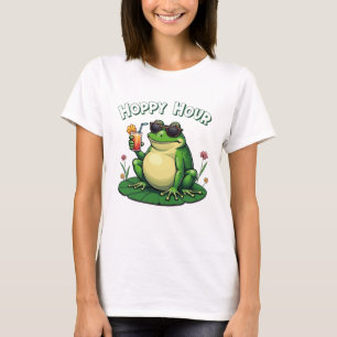 Hoppy Hour – Funny Frog Drinking T-Shirt
