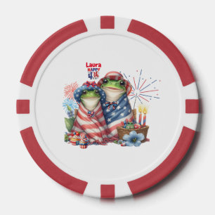 "Hoppy" Leap Year 4th of July Frogs Design Poker Chips
