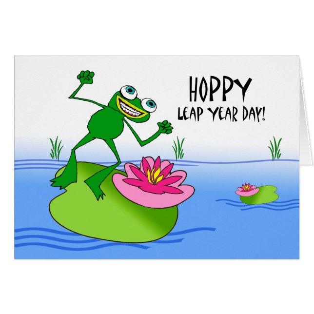 Hoppy Leap Year, Funny Frog at Pond (Front Horizontal)
