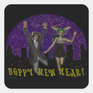 Hoppy Mew Year Square Sticker