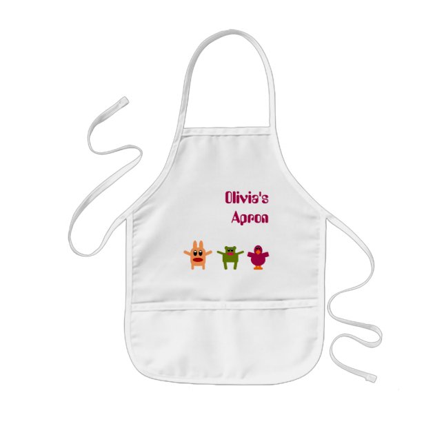 Hoppy Monsters Customizable Name Children Apron (Front)