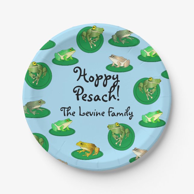 Hoppy Pesach! Personalized Paper Plates (Front)