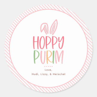 Hoppy Purim Bunny Ears Classic Round Sticker