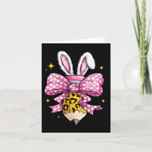 Hoppy Teacher Cute Coquette Bow Bunny Easter Day K Card